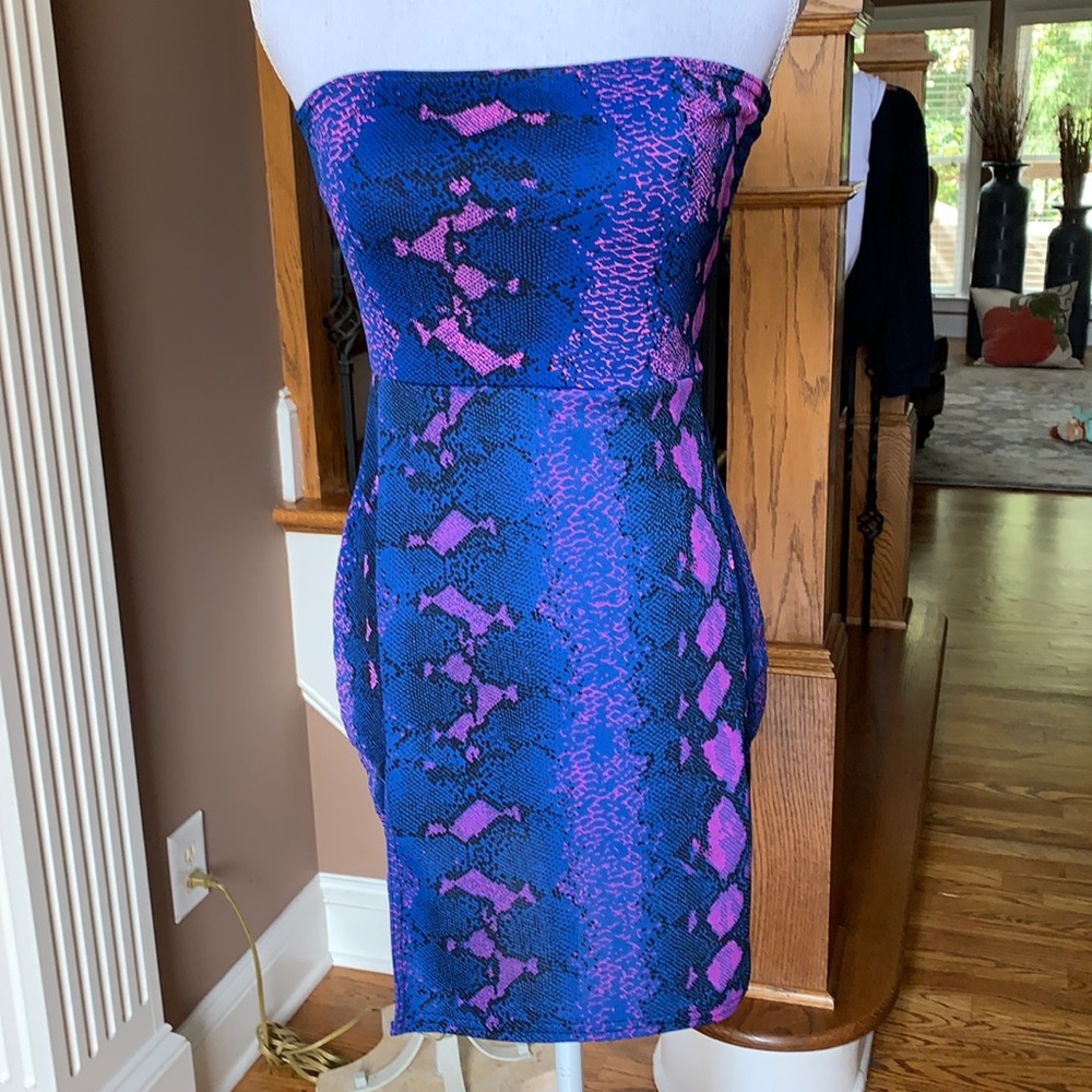 Misguided snake print mini dress